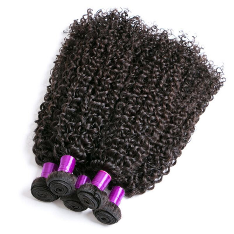 1 Balíček Brazilské Kinky Curly Virgin Human Hair Weaving Natural Color