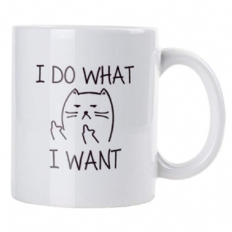 11 Oz Funny Coffee Mug Cat Middle Finger Keramický Hrnek/hrnek