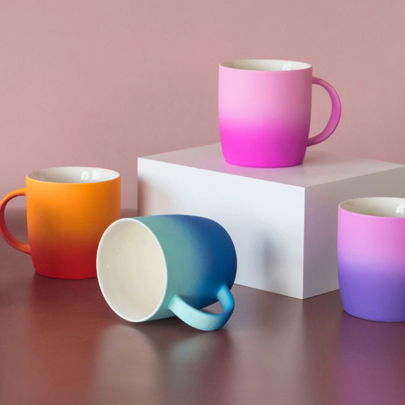 Elegantní Porcelánový Hrnek Na Kávu Gradient Color Matte Keramický Šálek Na Čaj