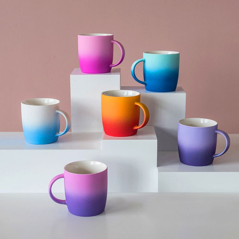 Elegantní Porcelánový Hrnek Na Kávu Gradient Color Matte Keramický Šálek Na Čaj