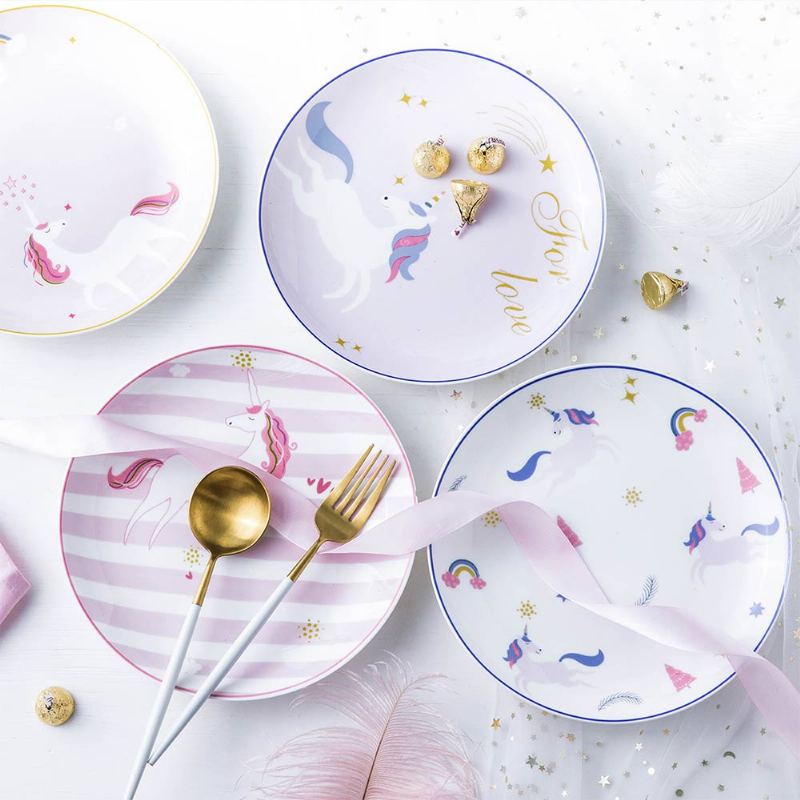 Jednorožčí Talíře Bone China Rainbow Steakový Talíř