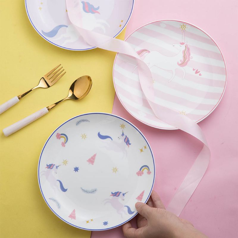 Jednorožčí Talíře Bone China Rainbow Steakový Talíř