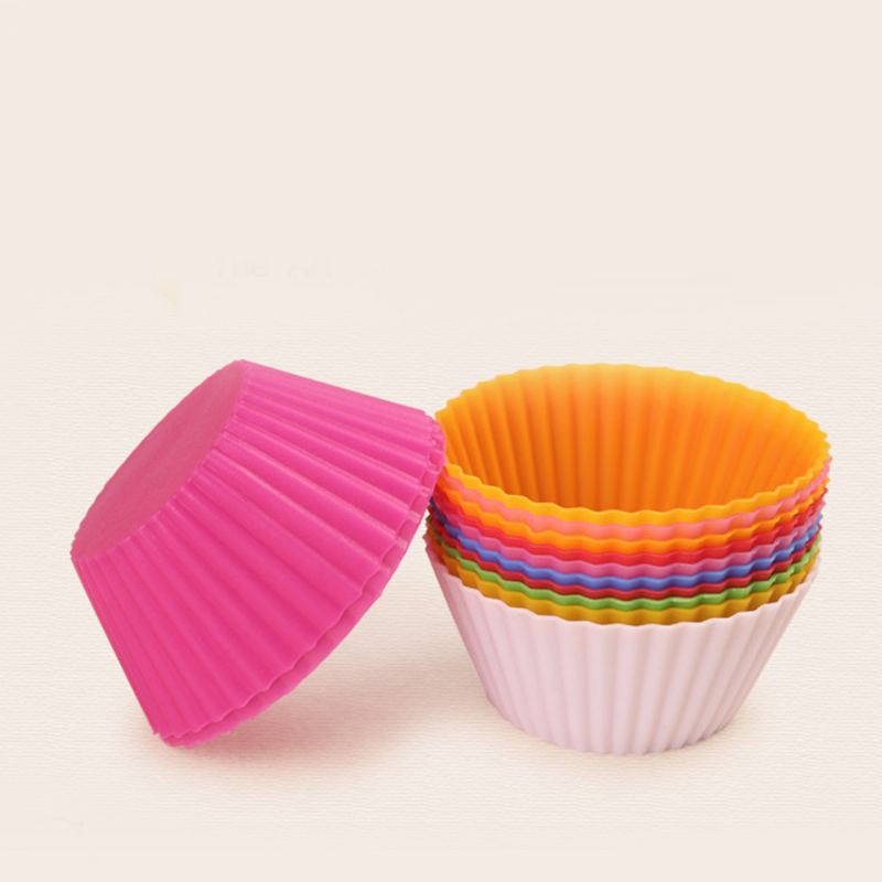 Opakovaně Použitelné Silikonové Zapékací Košíčky Multi-colors Muffin Cup Liners 12pcs