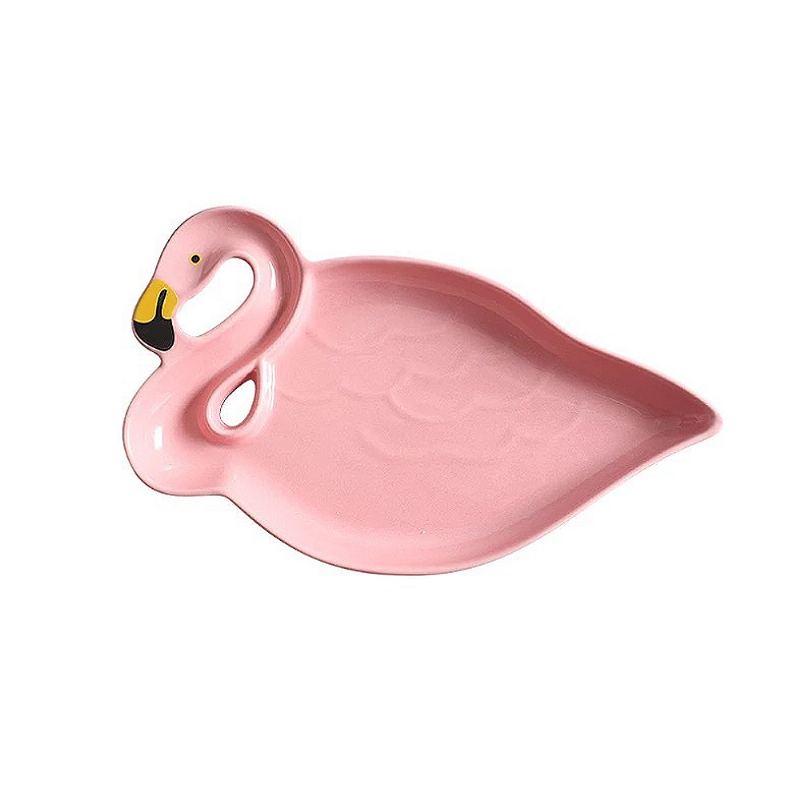 Porcelánový Talíř Flamingo Tvar Duté Nádobí Na Rýžové Svačiny Elegantní Tác Nepravidelná Miska