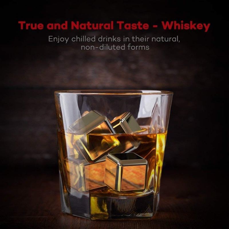 Sada 8 Kusů Whisky Stones Opakovaně Použitelných Nerezových Kostek Ledu Pro Whisky/vodku/víno/pivo A Všechny Nápoje