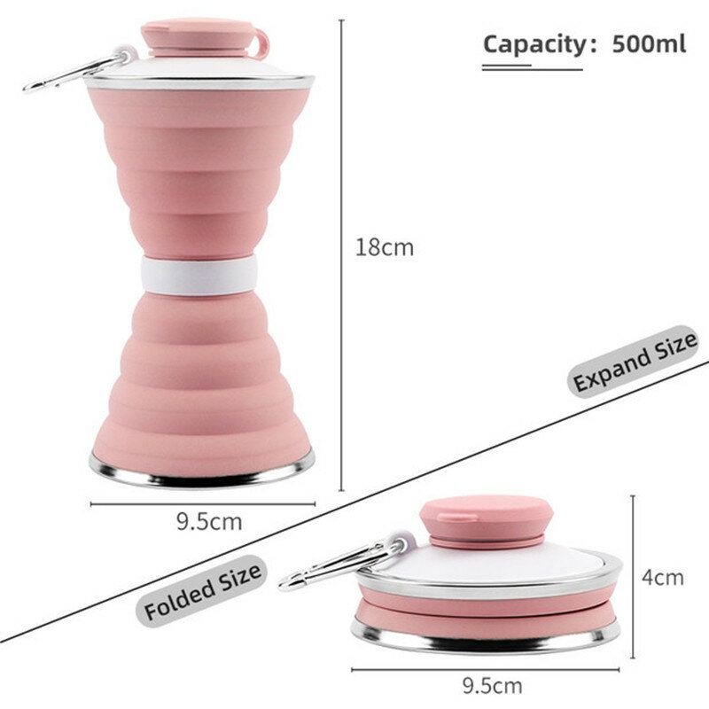 Skládací Láhev Na Vodu Silikonová Přenosná Velkokapacitní Nádoba 500 Ml Venkovní Cestovní Vybavení