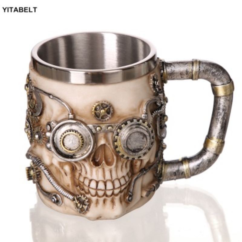 Stainless Steel Skull Cup Šálek Kávy Piva Hrnek Na Čaj Na Rodinnou Párty Bar Dekorace Dárek 500 Ml