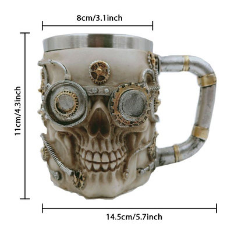 Stainless Steel Skull Cup Šálek Kávy Piva Hrnek Na Čaj Na Rodinnou Párty Bar Dekorace Dárek 500 Ml