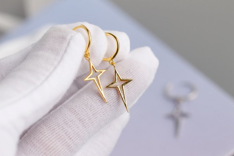 925 Sterling Silver Náušnice North Star Zlaté Nebo Stříbrné