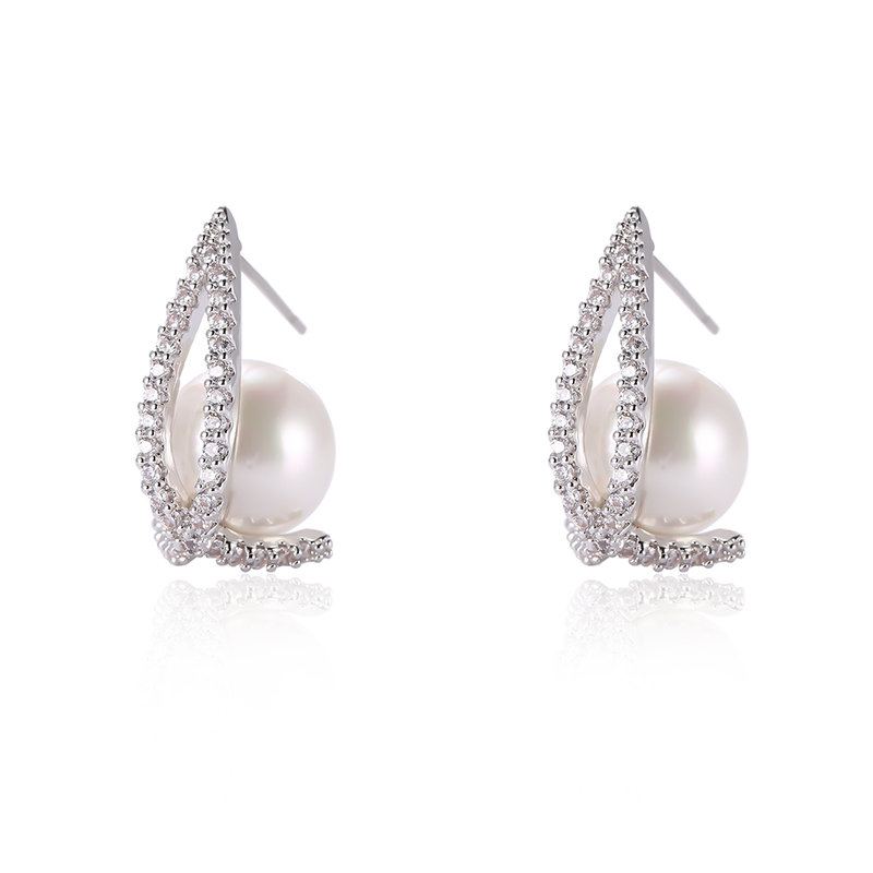 Elegantní Luxusní Náušnice Pearl Rhinestone Trendy