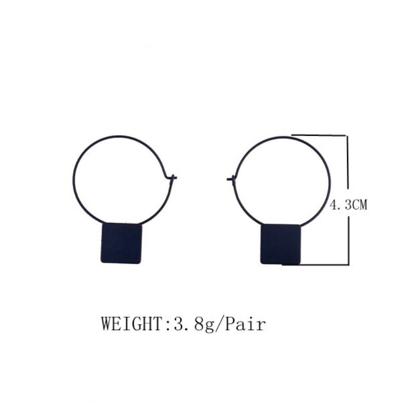 Jednoduché Měděné Náušnice Se Čtvercovým Přívěskem Kruhové Geometrie Pro Ženy