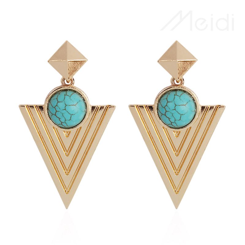 Pyramidový Kruh Menšina Bohémský Vítr Ucho Šperky Indické Dámské Retro Big Circle Earrings E4694