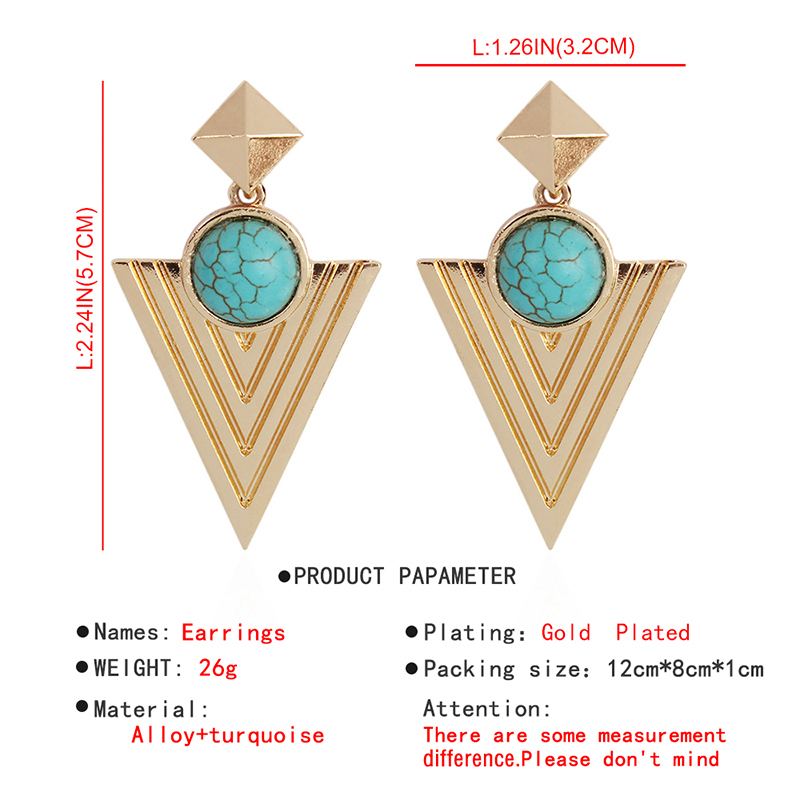 Pyramidový Kruh Menšina Bohémský Vítr Ucho Šperky Indické Dámské Retro Big Circle Earrings E4694