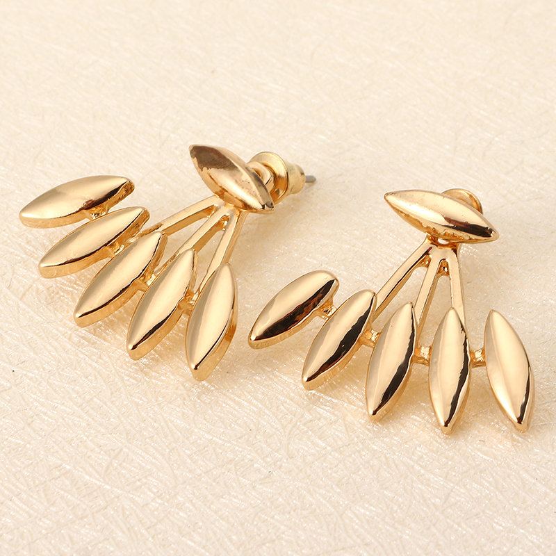 Trendy Dámské Náušnice Leaf Punk Gold Silver Ear Stud Spiky Spike Claw