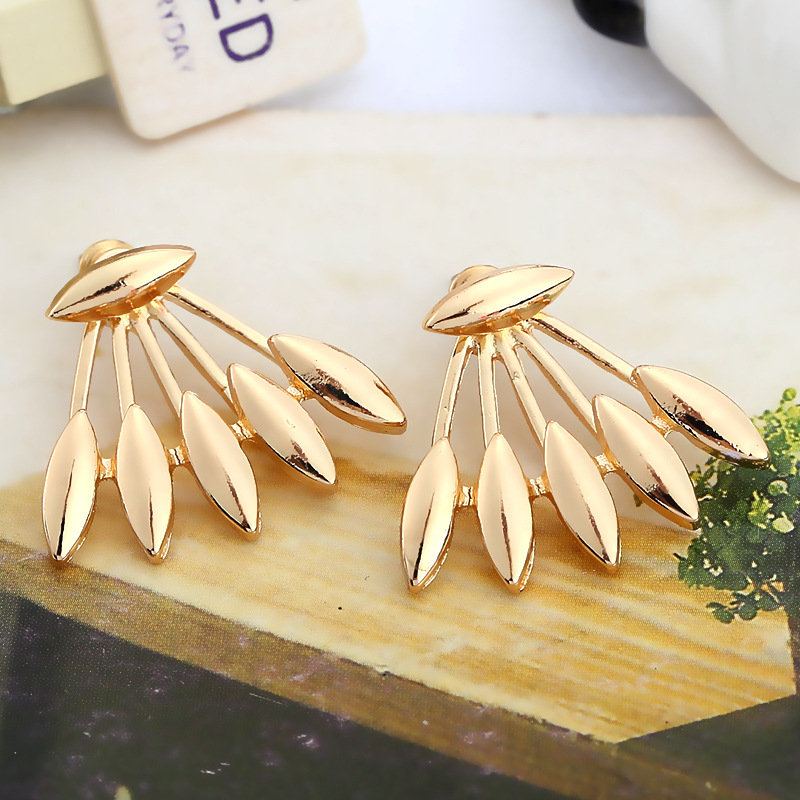 Trendy Dámské Náušnice Leaf Punk Gold Silver Ear Stud Spiky Spike Claw