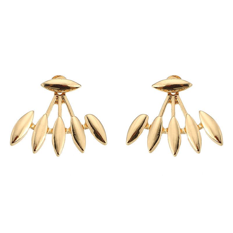 Trendy Dámské Náušnice Leaf Punk Gold Silver Ear Stud Spiky Spike Claw