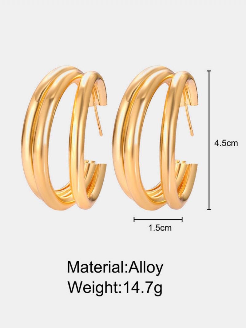 Trendy Jednoduché Zlaté Vícevrstvé Kruhové Náušnice Z Geometrické Slitiny Ve Tvaru C