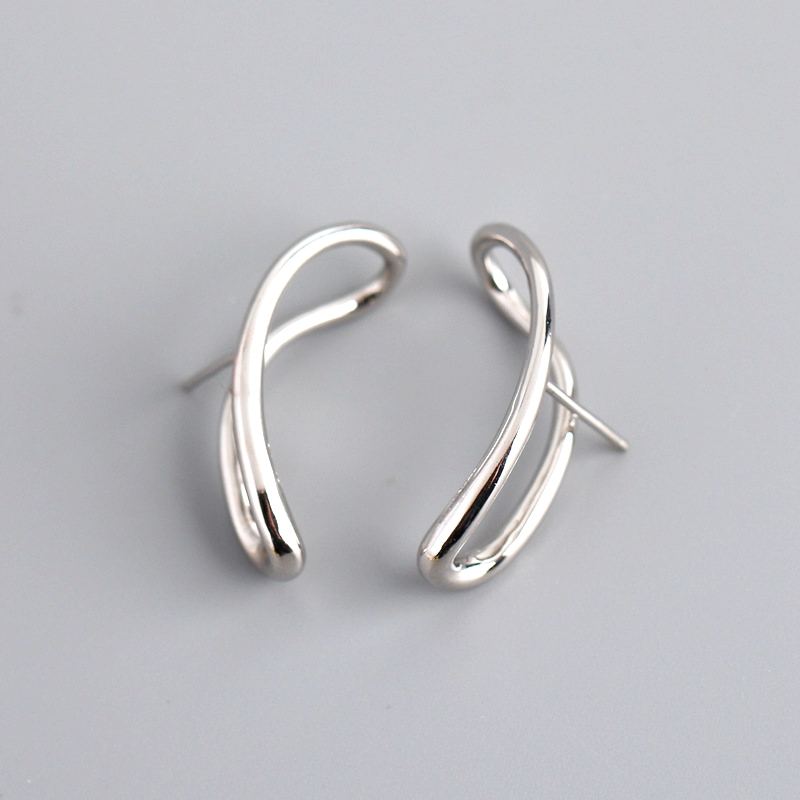 Zlaté Nebo Stříbrné 925 Sterling Silver Geometrické Náušnice