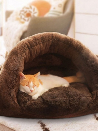 2 Barvy Zahuštěný Sametový Spací Pytel Pro Mazlíčky Chovatelská Stanice Puppy Cat Warm Cave Bed