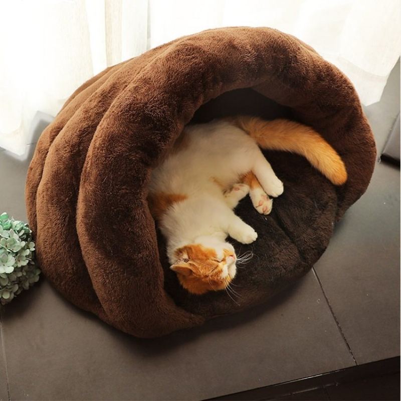 2 Barvy Zahuštěný Sametový Spací Pytel Pro Mazlíčky Chovatelská Stanice Puppy Cat Warm Cave Bed