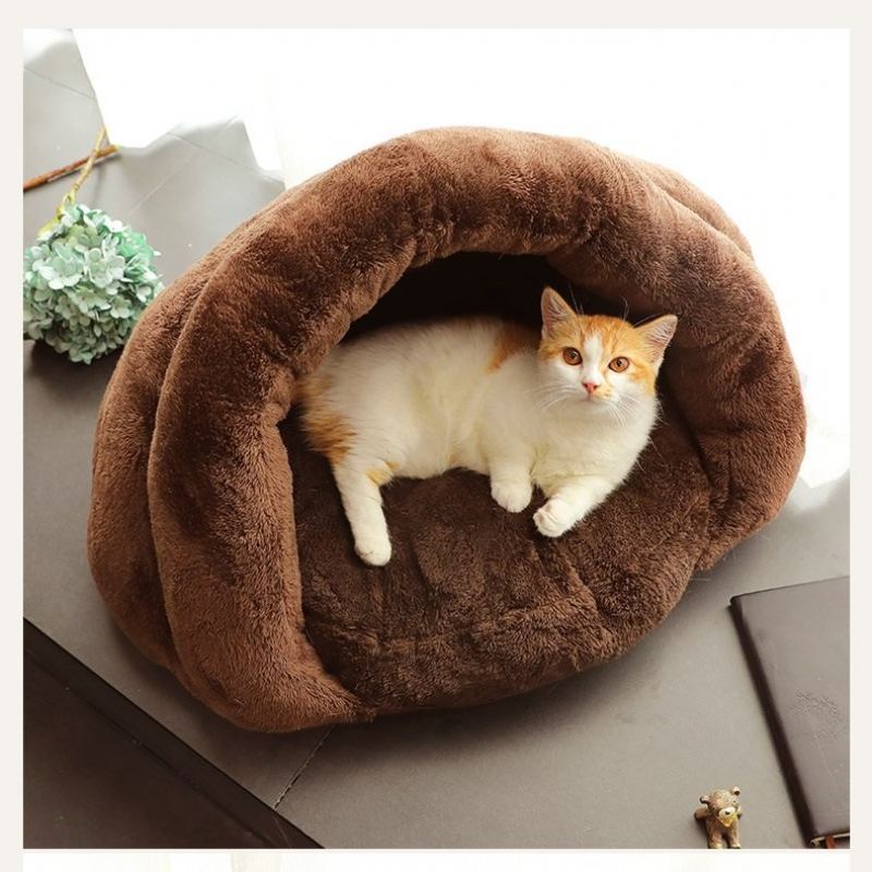 2 Barvy Zahuštěný Sametový Spací Pytel Pro Mazlíčky Chovatelská Stanice Puppy Cat Warm Cave Bed