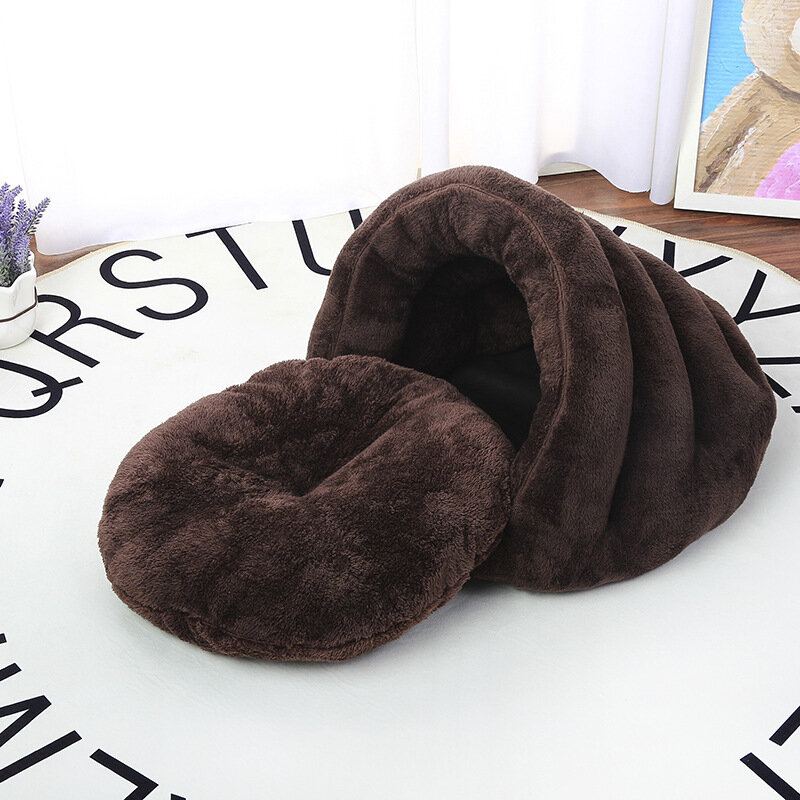 2 Barvy Zahuštěný Sametový Spací Pytel Pro Mazlíčky Chovatelská Stanice Puppy Cat Warm Cave Bed