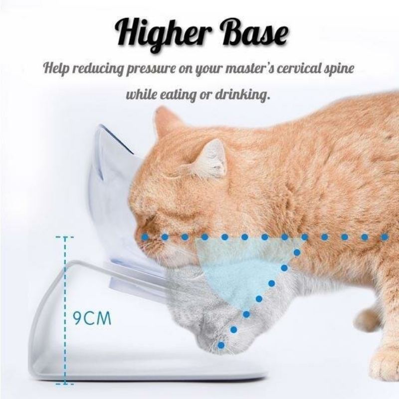 Dvojitá Miska Pro Kočky Se Zvýšeným Podstavcem 15° Nakloněná Plošina Krmítka Pro Misky Na Jídlo A Vodu Snížení Bolesti Krku Pro A Malé Psy