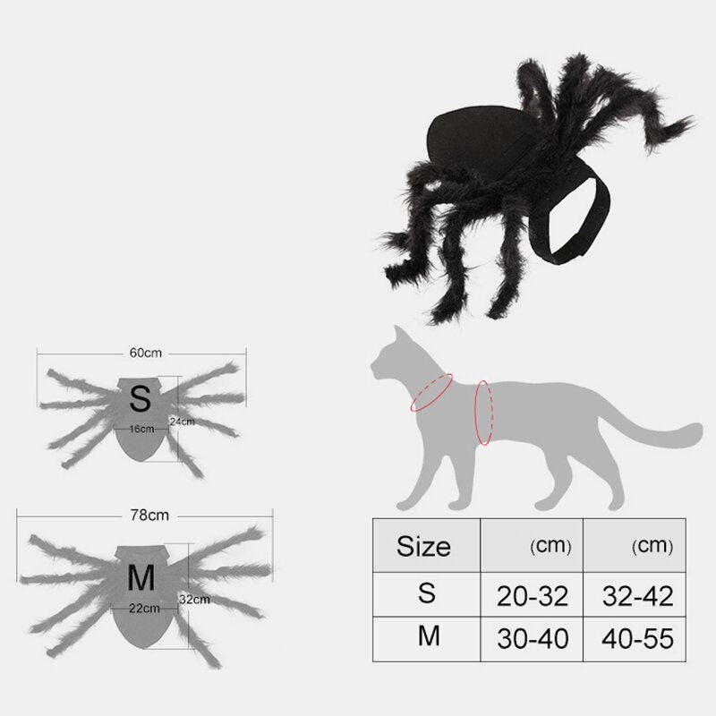 Pet Halloween Funny Spider Oblečení Kočka Dog Hororová Simulace Plyšové Pavoučí Transformační Společenské Šaty