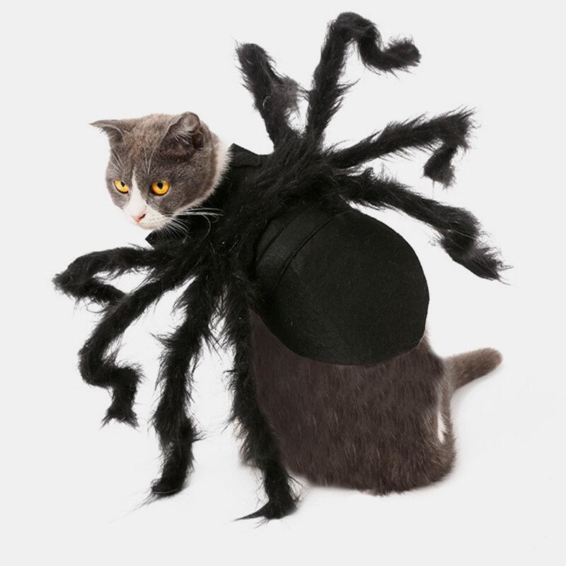 Pet Halloween Funny Spider Oblečení Kočka Dog Hororová Simulace Plyšové Pavoučí Transformační Společenské Šaty