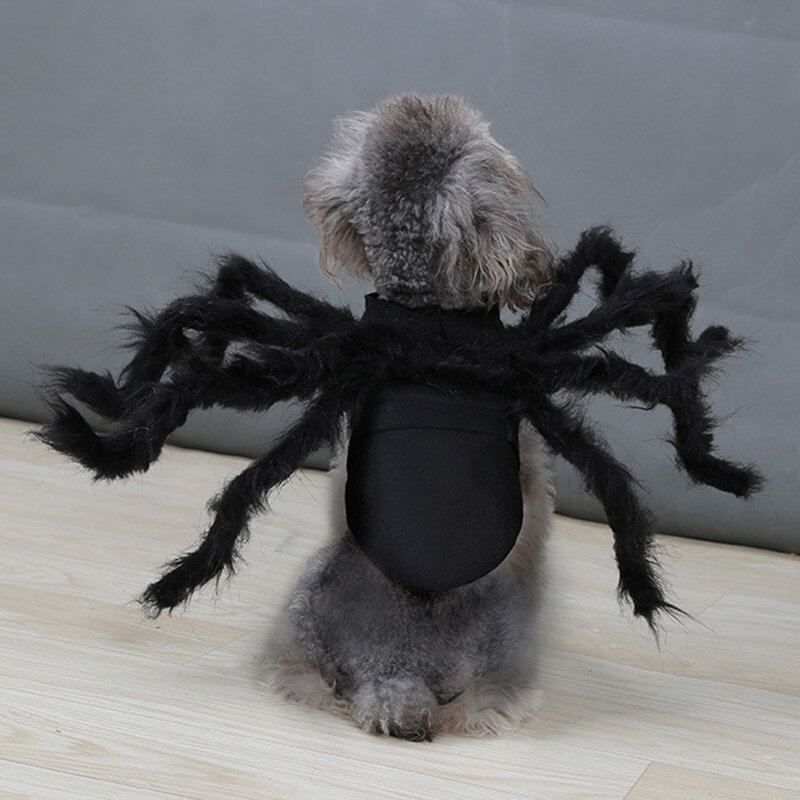 Pet Halloween Funny Spider Oblečení Kočka Dog Hororová Simulace Plyšové Pavoučí Transformační Společenské Šaty