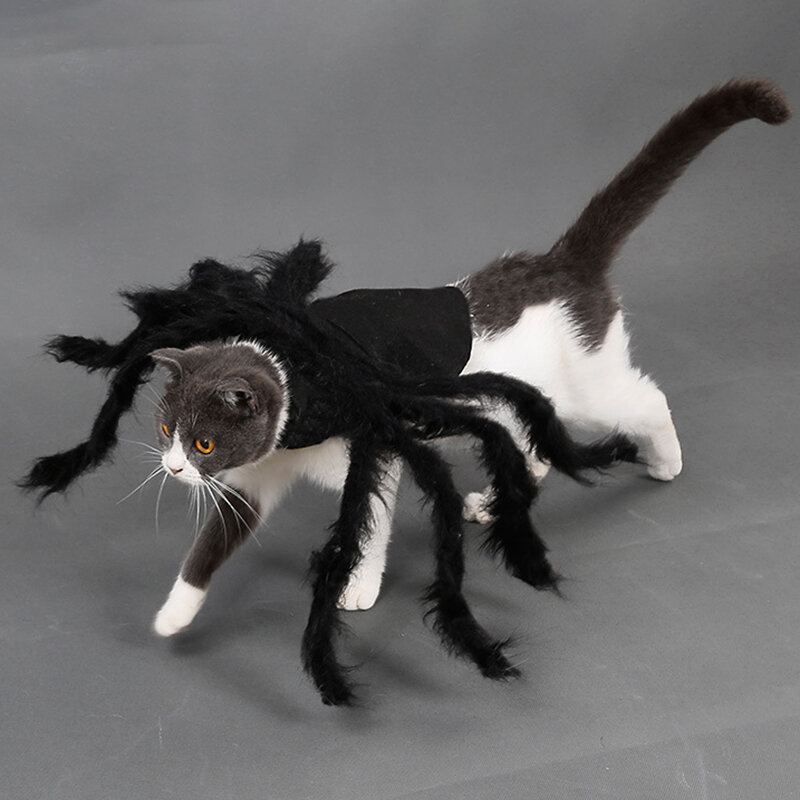 Pet Halloween Funny Spider Oblečení Kočka Dog Hororová Simulace Plyšové Pavoučí Transformační Společenské Šaty