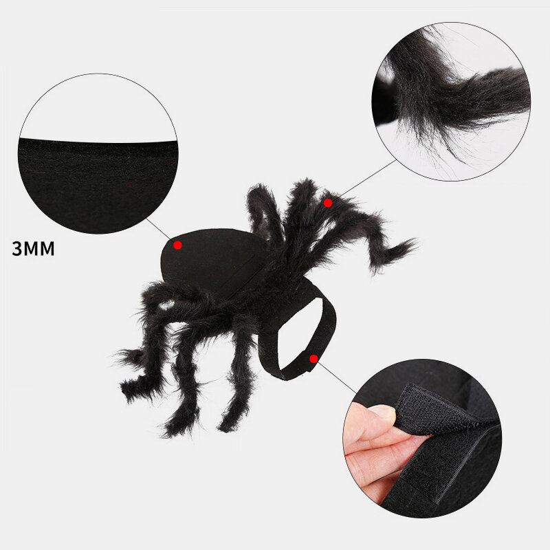 Pet Halloween Funny Spider Oblečení Kočka Dog Hororová Simulace Plyšové Pavoučí Transformační Společenské Šaty