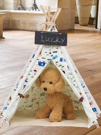 Pets Teepee Stan Psi Domácí Plátno Předstírat Play Playhouse Tipi Venkovní Vnitřní