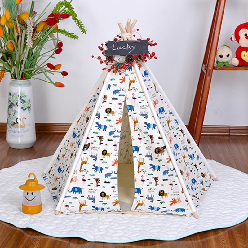 Pets Teepee Stan Psi Domácí Plátno Předstírat Play Playhouse Tipi Venkovní Vnitřní