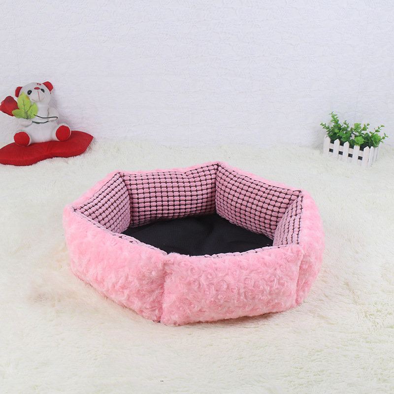 Pink Rose Velvet Pet Spací Postel Chovatelská Stanice Psí Kočka Zimní S Polštářkem Mat