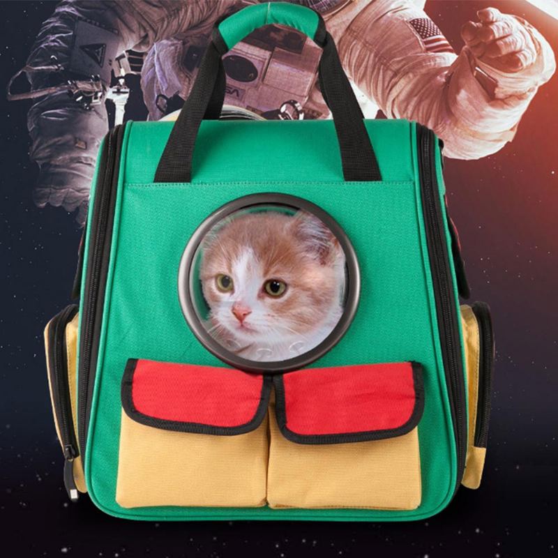 Přenosná Kabelka Pro Domácí Mazlíčky Plátěný Batoh Space Cat Stylový Praktický S Otvorem Na Zip Pro Venkovní Použití