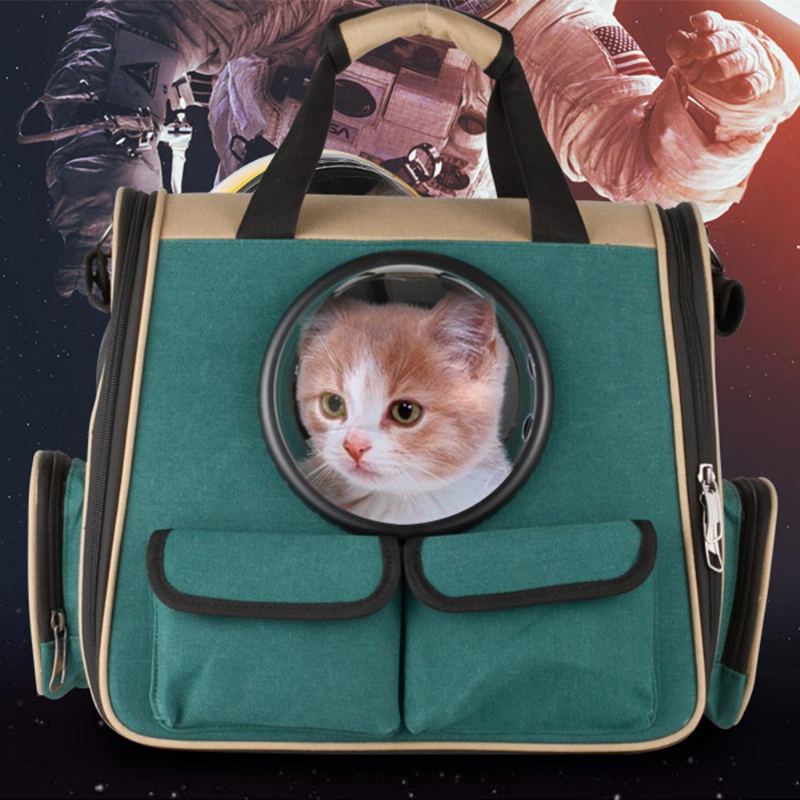 Přenosná Kabelka Pro Domácí Mazlíčky Plátěný Batoh Space Cat Stylový Praktický S Otvorem Na Zip Pro Venkovní Použití