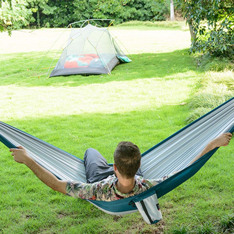 Přenosná Venkovní Houpací Síť Ultralehká Jednolůžkový Dvoulůžkový Cestovní Camping Volný Čas Pohodlná Bezpečnostní Hrazda