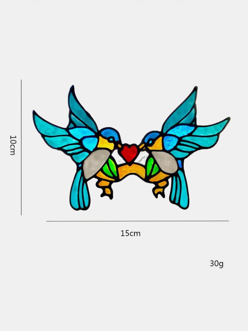 1 Ks Akrylové Barevné Ptačí Žlutohnědé Ozdoby Ve Tvaru Srdce Přívěsek Na Okenní Panel Domácí Dekorace Závěsný Dárek K Valentýnu
