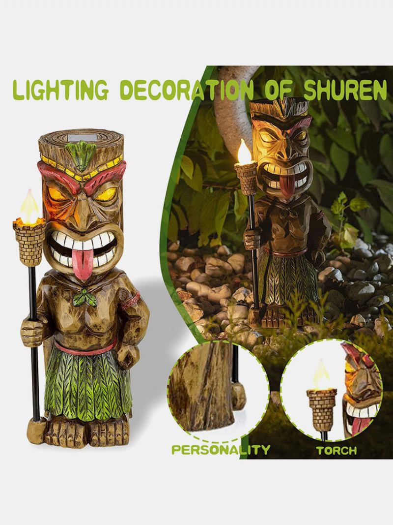 1 Pc Kreativní Vintage Tribal Totem Socha Z Pryskyřice S Blikající Led Baterkou Venkovní Vnitřní Nádvoří Zahradní Lampa