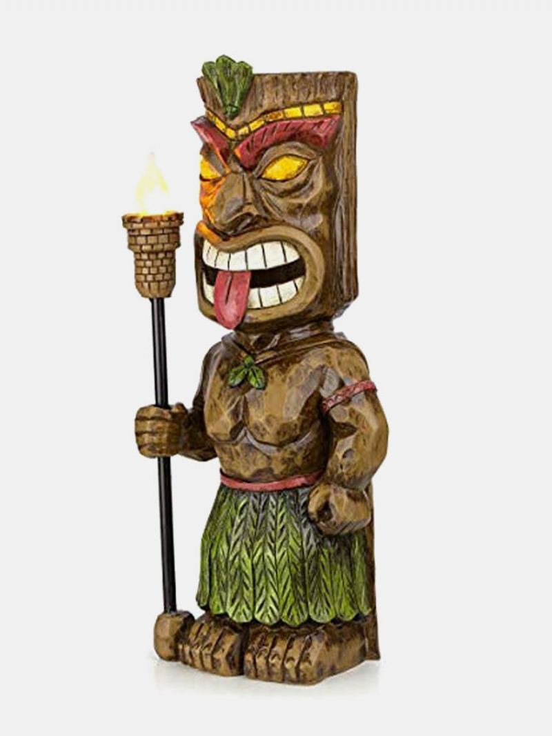 1 Pc Kreativní Vintage Tribal Totem Socha Z Pryskyřice S Blikající Led Baterkou Venkovní Vnitřní Nádvoří Zahradní Lampa