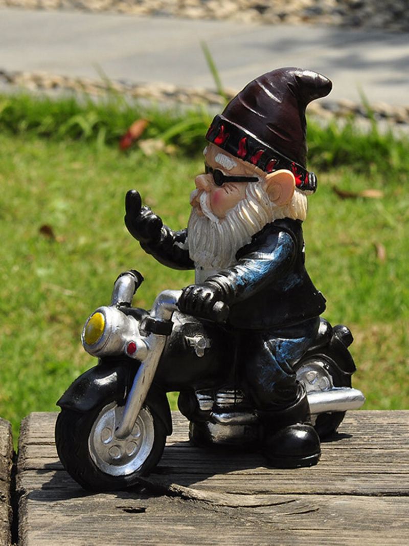 1ks Pryskyřice Naughty Gnome Trpasličí Zahradní Dekorace Motocyklová Socha Bílý Starý Muž Doplňky Dekor Na Stůl