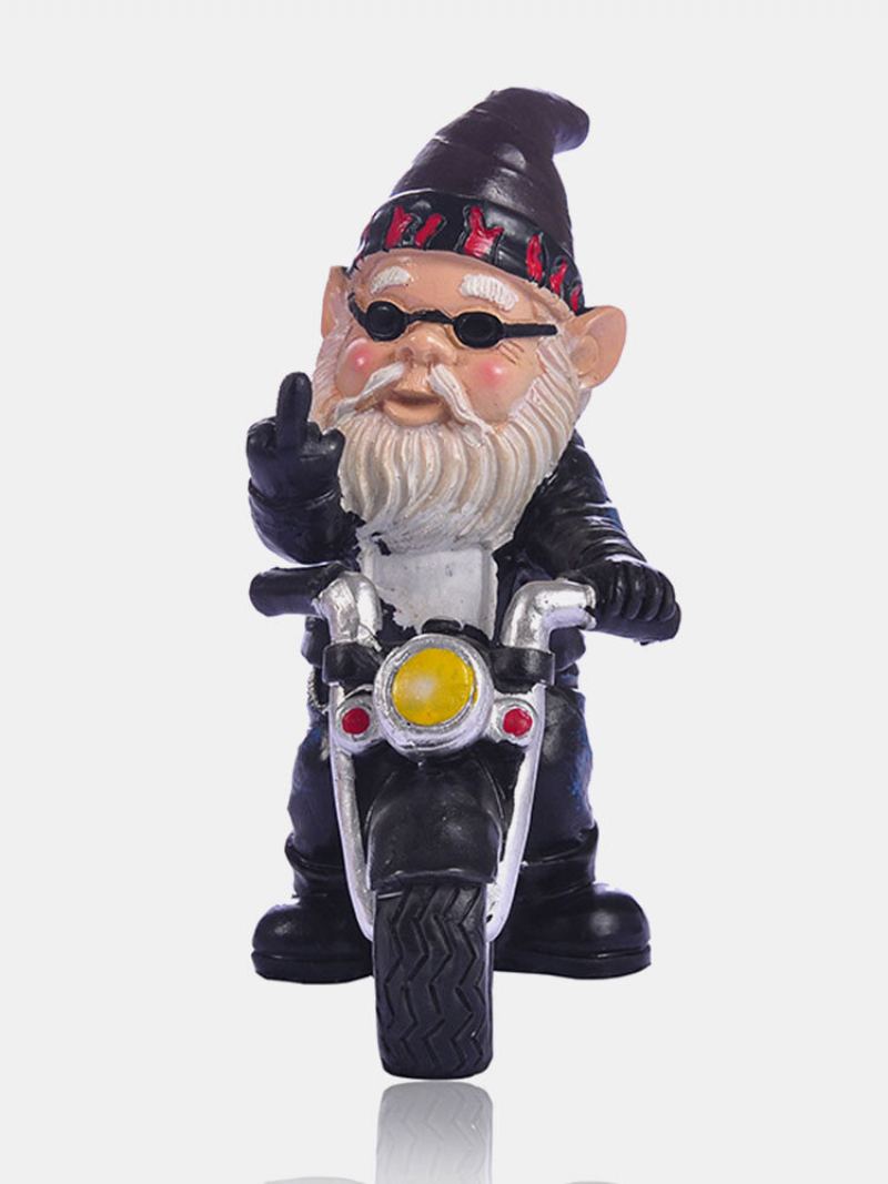 1ks Pryskyřice Naughty Gnome Trpasličí Zahradní Dekorace Motocyklová Socha Bílý Starý Muž Doplňky Dekor Na Stůl