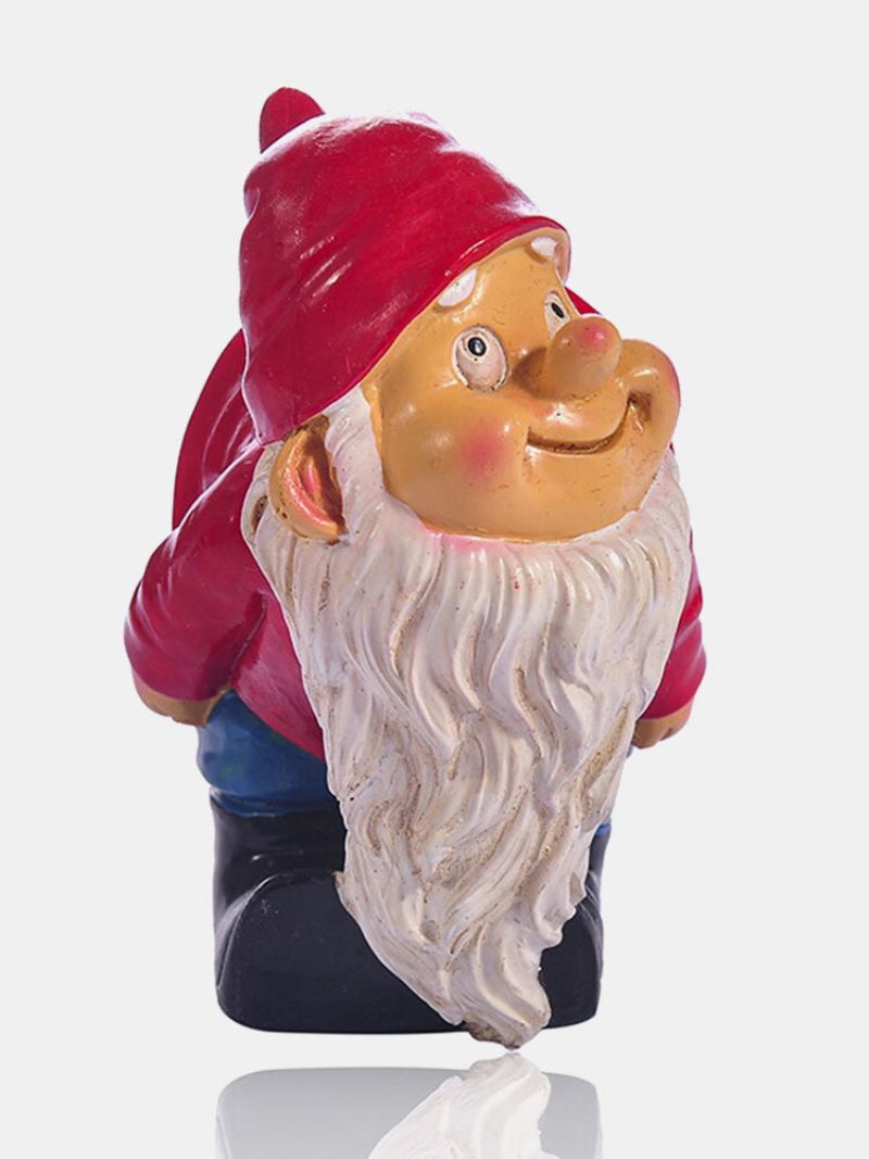 1pc Resin Gnome Trpaslík Flirtující Sochy S Bílými Vousy Nakloněnými Aby Odhalily Zadek Pták Trávník Dekorace Vnitřní Venkovní Vánoční Zahrada Ornament