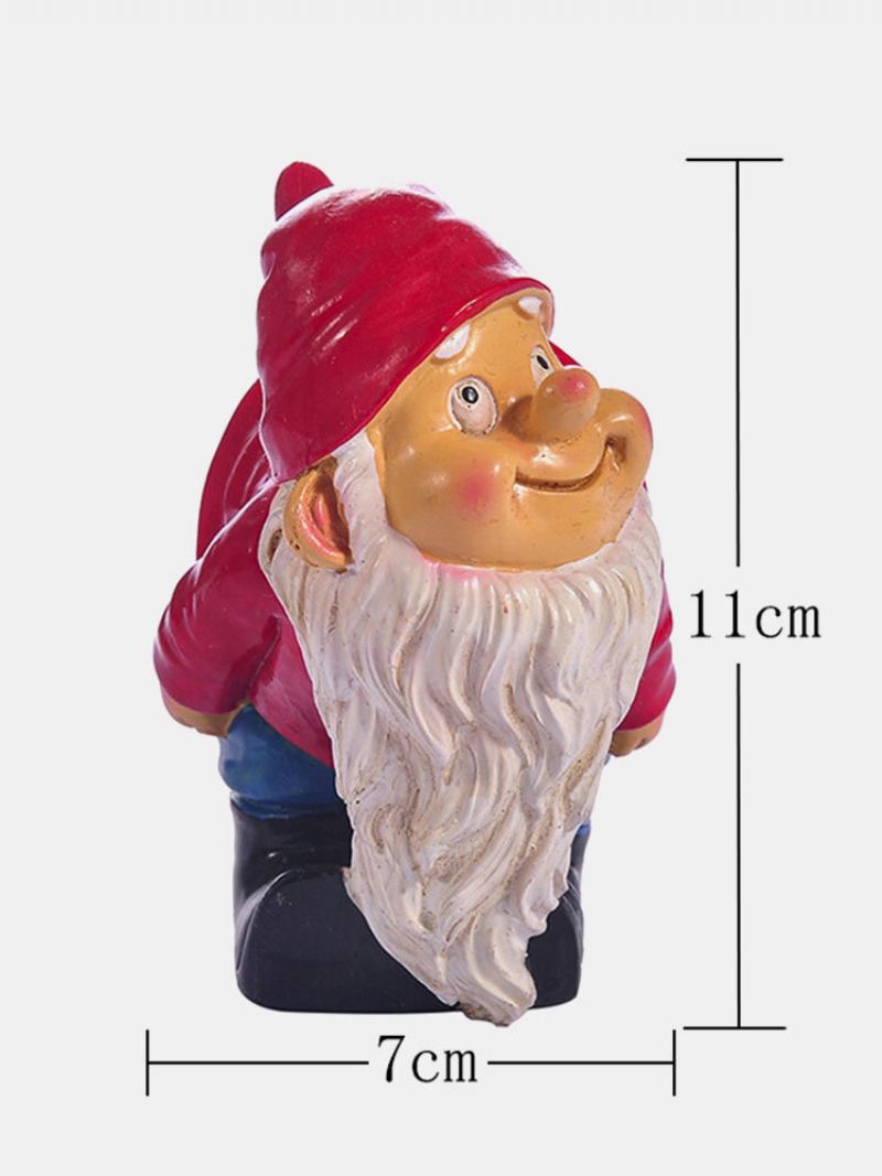 1pc Resin Gnome Trpaslík Flirtující Sochy S Bílými Vousy Nakloněnými Aby Odhalily Zadek Pták Trávník Dekorace Vnitřní Venkovní Vánoční Zahrada Ornament