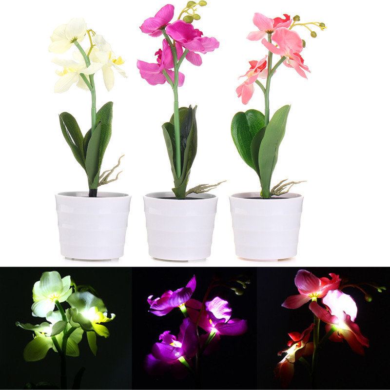 3led Solární Energie Phalaenopsis Květinové Sázky Zahrada Dvůr Světlá Krajina Venkovní Dekorace