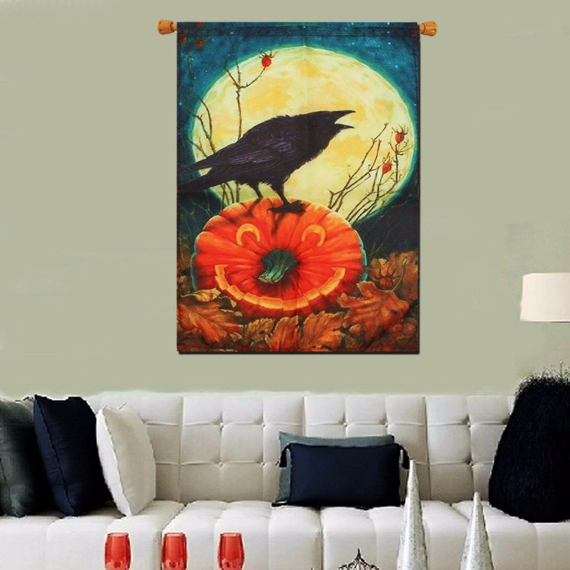 Cawwed Garden Flag Halloween Bats Full Moon Crows