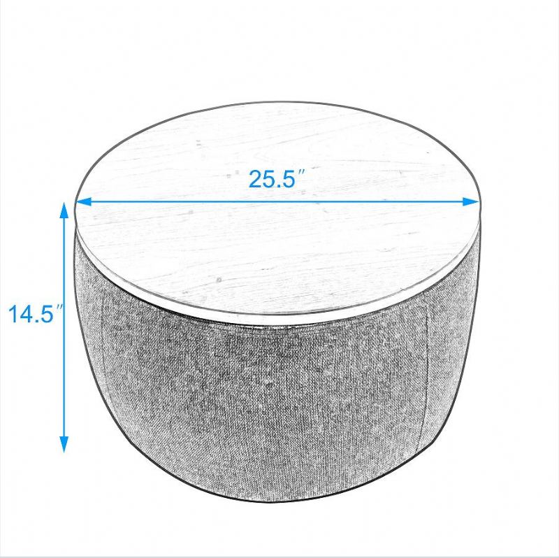 Kulaté Úložiště Osmanská Funkce 2 V 1 Funguje Jako Koncový Stůl A Osmanské Námořnictvo (25.5x25.5x14.5 Palce)