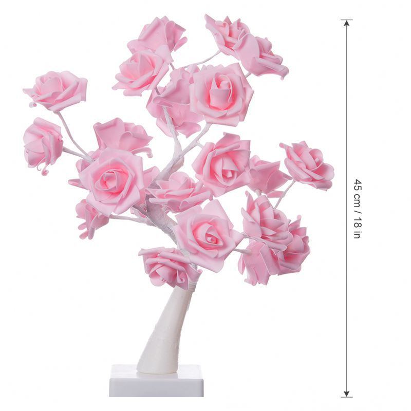 24 Světel Pe Pink Rose Tree Light Sváteční Dekorace Do Ložnice Světlo Valentýnské Potřeby Noční