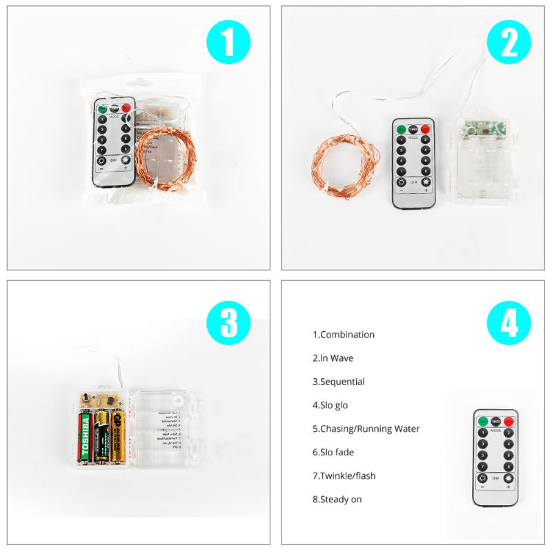 5 M 10 M Led Třpytivé Světlo Venkovní Vnitřní Pohádkový Řetězec Vánoční Diy Aa Baterie Vodotěsné Bezdrátové Dálkové Ovládání